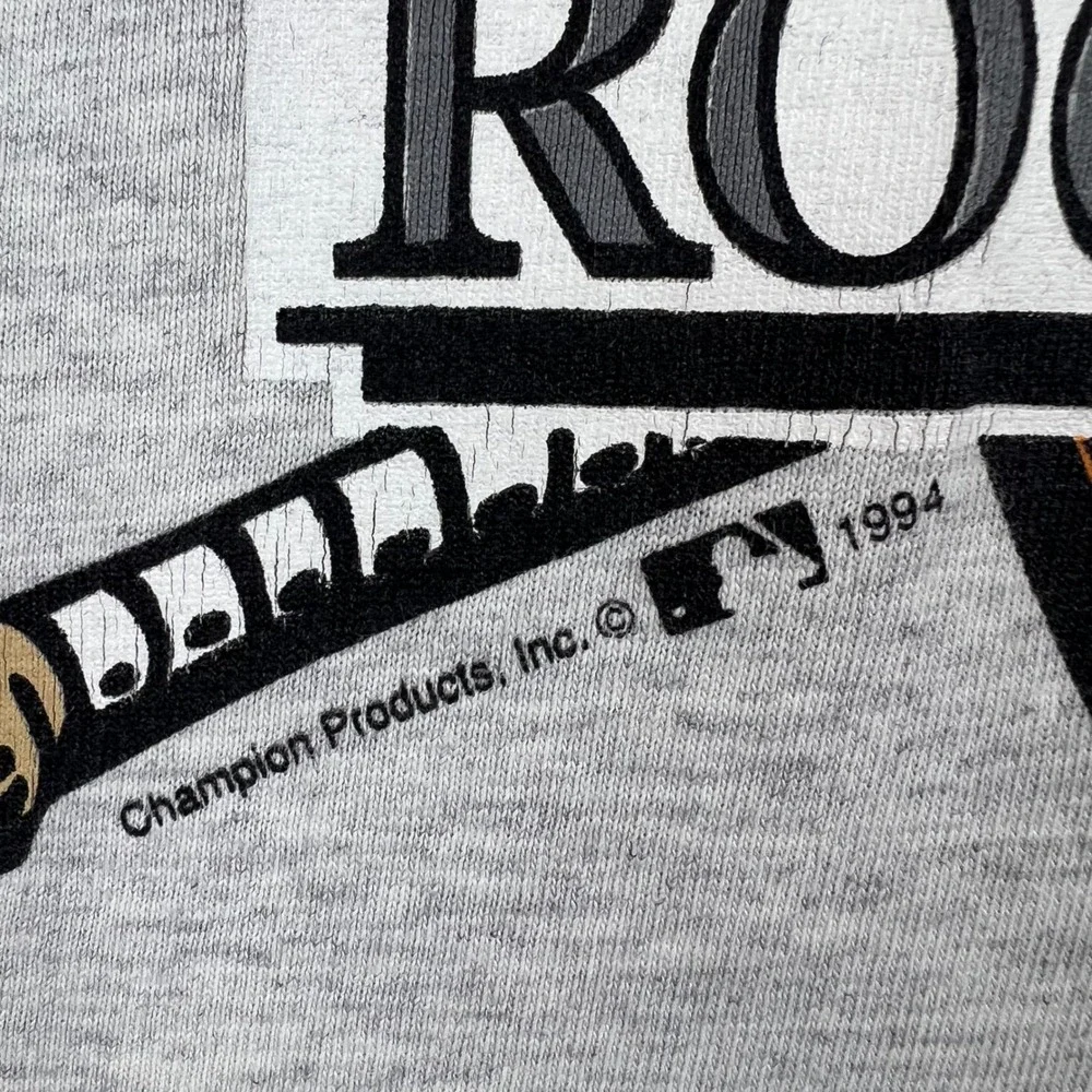 Vintage 1994 Colorado Rockies Champion T-Shirt Mens XL Gray Single Stitch MLB - Picture 4 of 10